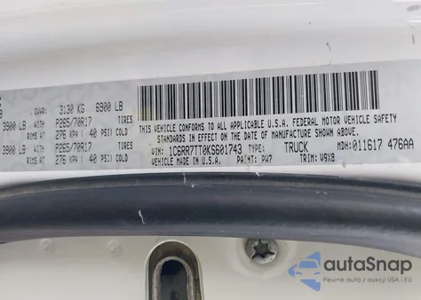 2019 Ram 1500 Classic Slt 4X4 6'4 Box from USA, damaged, VIN 1C6RR7TT0KS601743